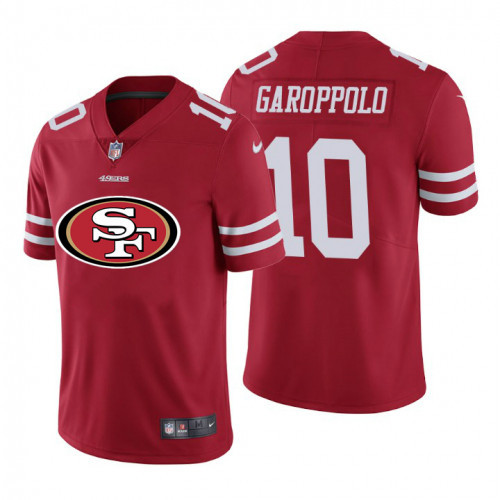 Men's San Francisco 49ers #10 Jimmy Garoppolo Red 2020 Team Big Logo Limited Stitched Jersey